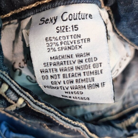 Sexy Couture jeans Boot cut stretch dark wash denim women's junior size 15 - Picture 7 of 16